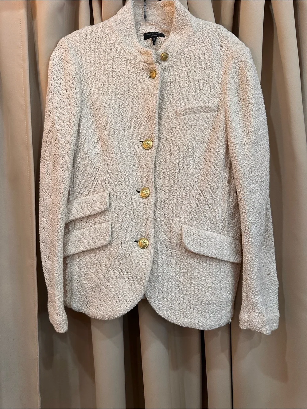rag & bone Cream Bouclé Button-Front Blazer - Picture 2 of 5